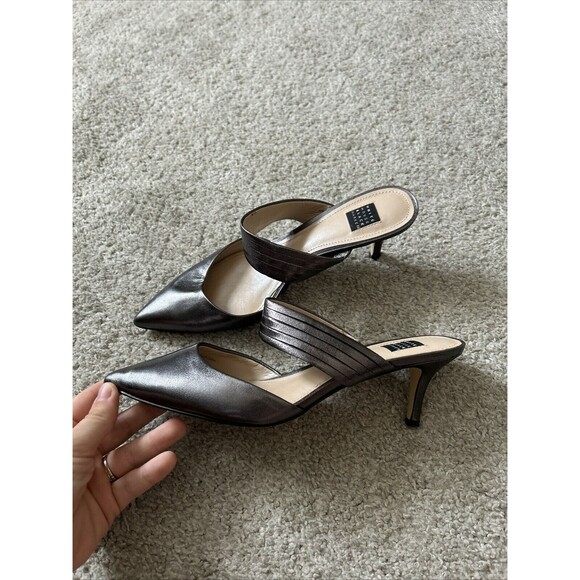 WHITE HOUSE BLACK MARKET Gwen Mule Heeled‎ Women's Size US 7.5 Gunmetal - Picture 1 of 8
